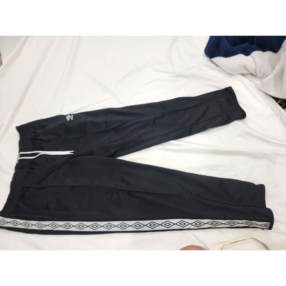 Umbro Athletic Track Pants Soccer Men XXL‎ Black White Diamond Pattern Pockets